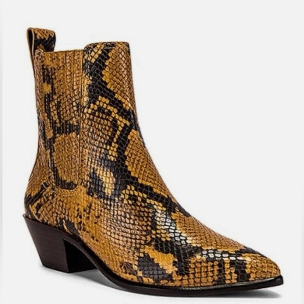 Loeffler Randall Aylin Western Bootie Block Heel in Amber Size 7